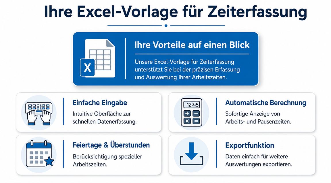 Ihre fertige Excel-Vorlage für die Arbeitszeiterfassung